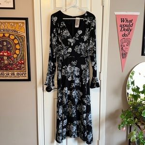 Black + White Floral Free People Dress